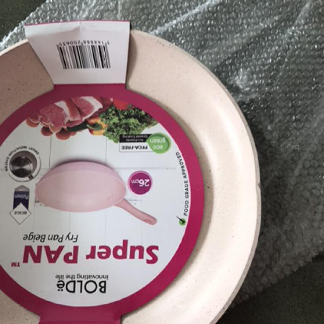 Bolde Pan Fry Pen Granite Ceramic Beige Panci Penggorengan Anti Lengket Wajan Granit Keramik 26 Cm