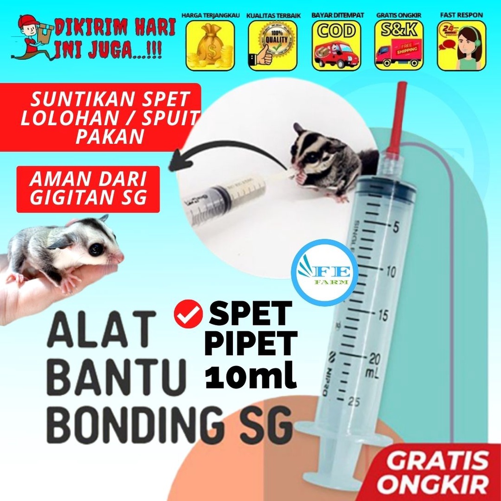 Spet 10ml Alat Bantu Makan Minum Susu Sugar Glider joey Bayi reject spet Kucing FEFARM