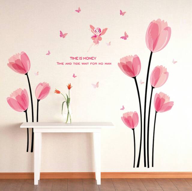 RELIZA WALL STICKER BUNGA TULIP FLOWER SK9076 STIKER DINDING