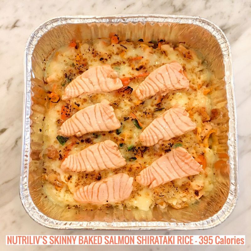 

Skinny Baked Salmon Shirataki Rice