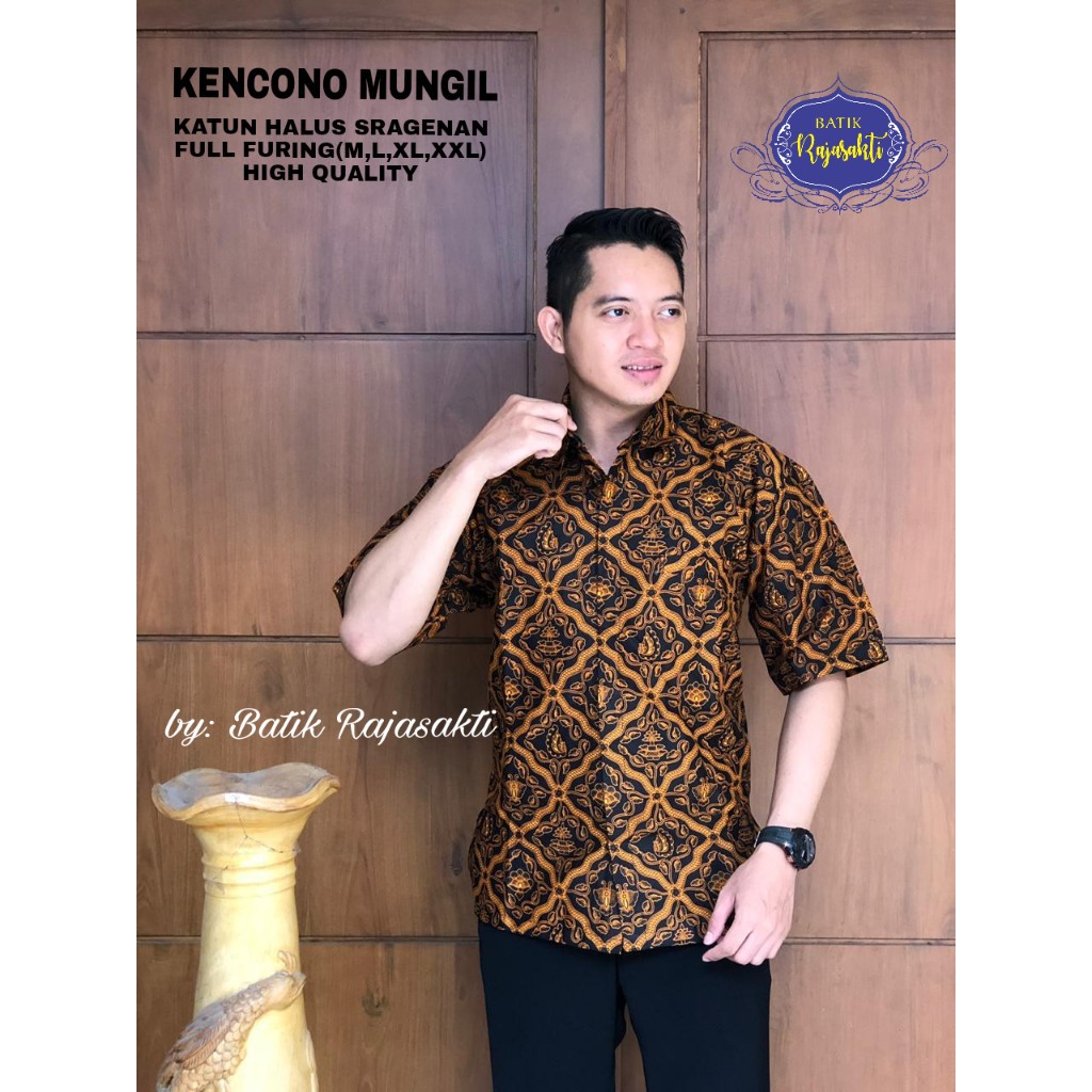 KENCONO MUNGIL Kemeja Batik Pria Lengan Pendek Katun Halus FULL FURING Rajasakti