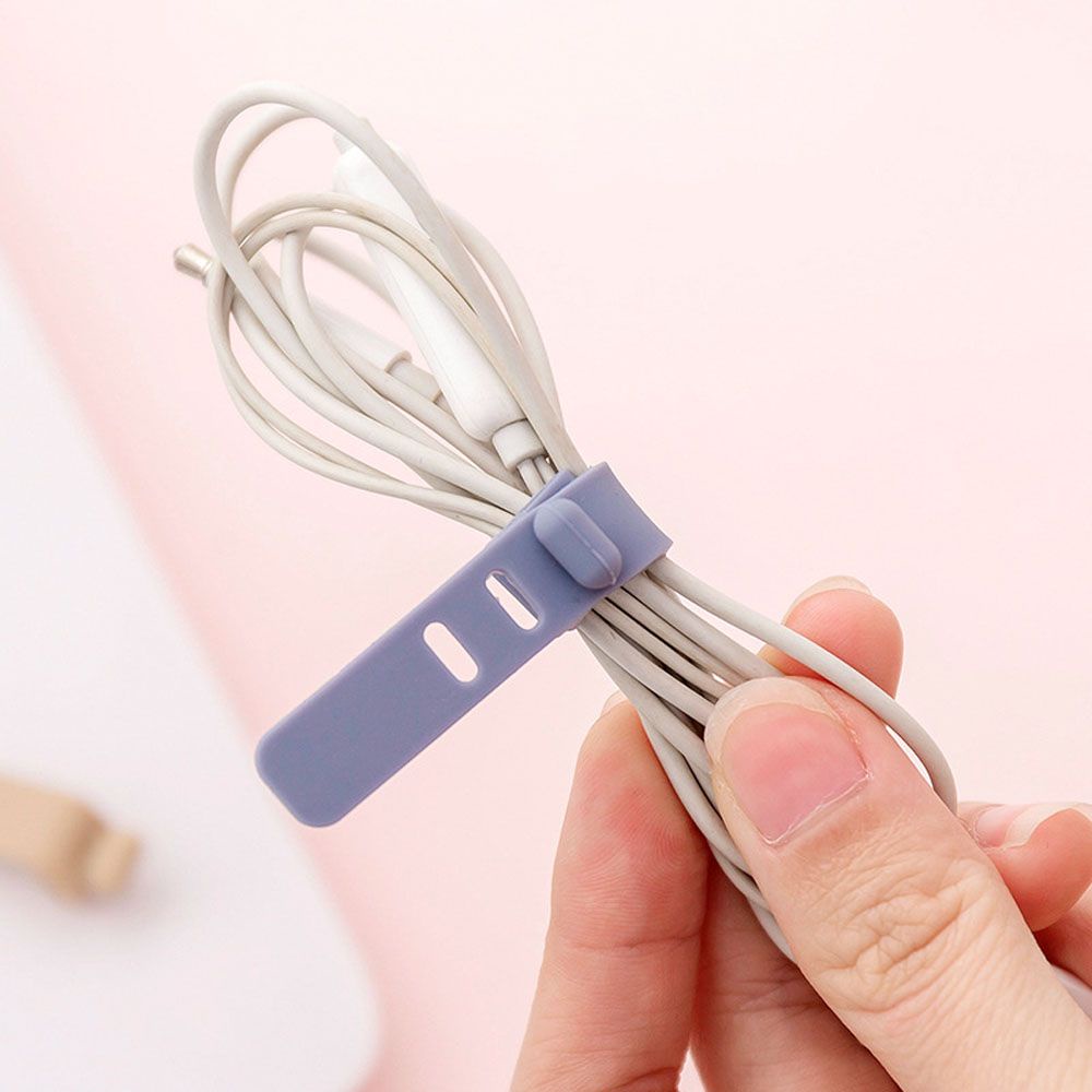 Klip Organizer Kabel Earphone / Headset / Charger Bahan Silikon Flexible Untuk Kantor