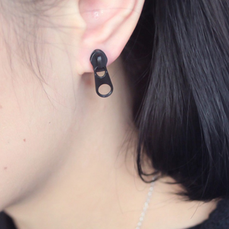 Anting Stud Desain Kepala Ritsleting Gaya Minimalis Untuk Wanita