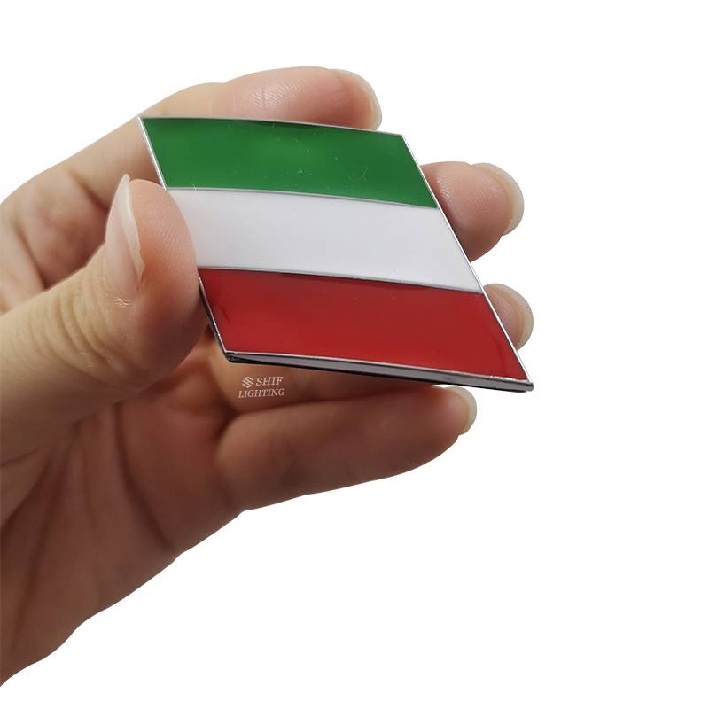 1 pair Metal Tri-Color ITALY National Flag Logo Car Auto Motor Decorative Side Rear Emblem Badge Sticker Decal