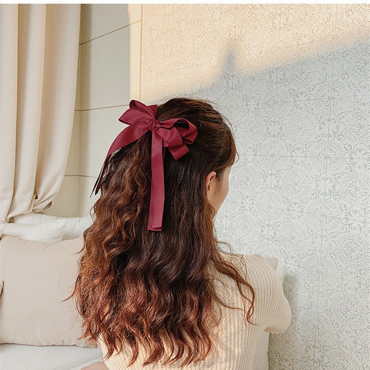 Jepit Rambut Pita Satin Warna Polos Untuk Wanita / Jepit Pita Satin Fashion Wanita Import