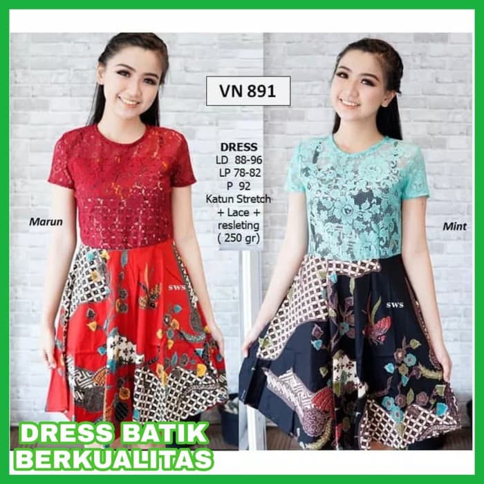 DRESS BATIK    Baju Kerja Batik Dress Kerja Batik Midi Flare Wanita Model Terbaru      IWAZAH OFFICE