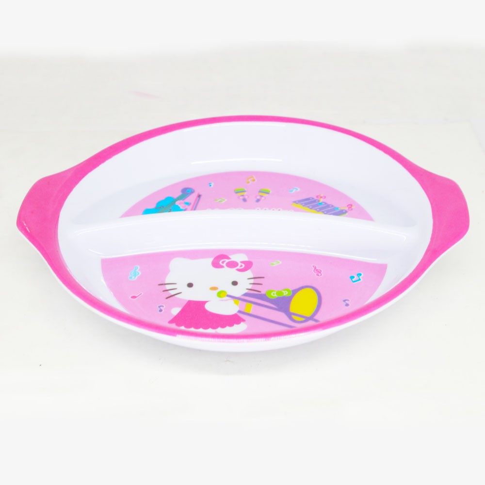 Vanda Hello Kitty Piring Makan Oval 2 Sekat 7,5&quot; Melamin - Pink