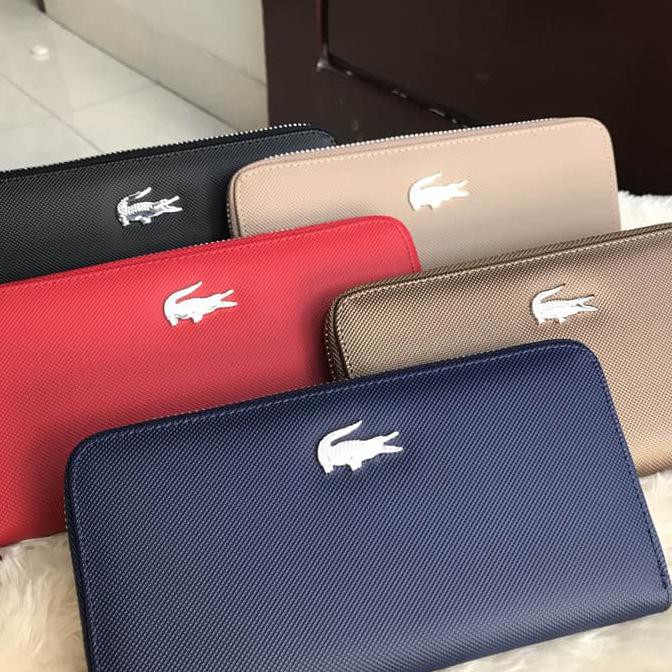 KUALITAS BAGUS SUPPLIER DOMPET WANITA IMPORT MURAH CEWEK BATAM SALE LACOSTE WALLET - HITAM KEBURU