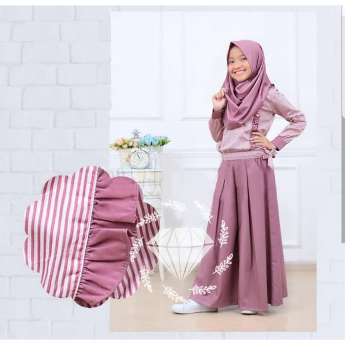 Gamis Anak Ethica OSK 58 Varian Warna Canteloupe Pink dan Cyclament i.33532563.183894244 Cheribelle