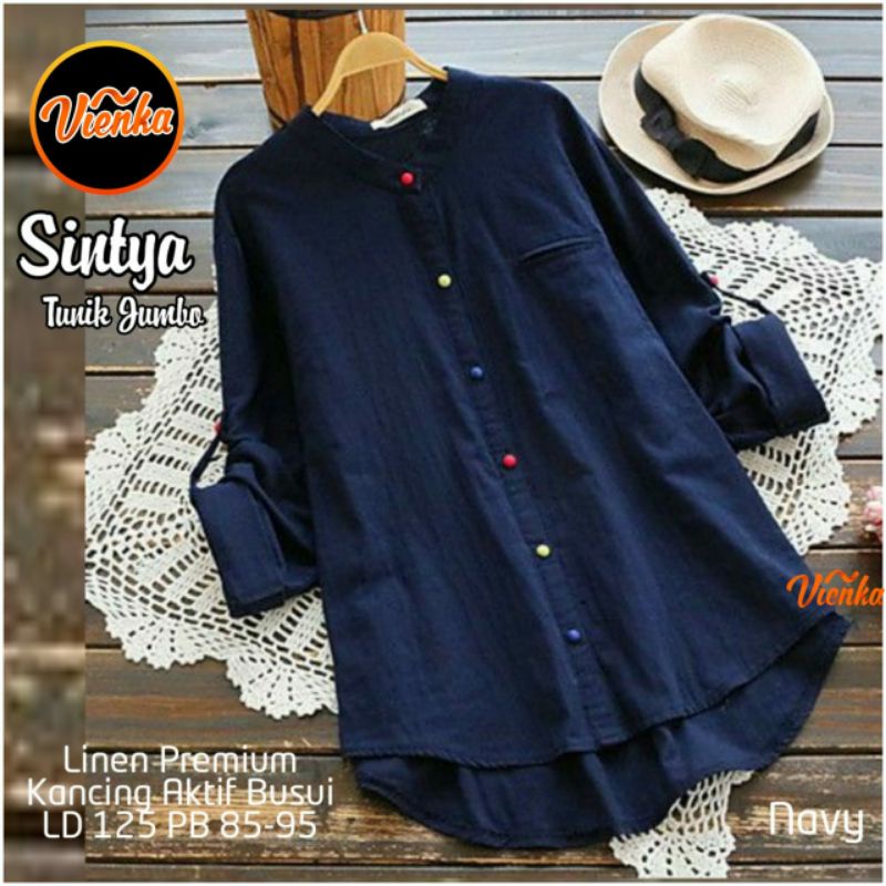 Sintya blouse katun linen jumbo LD 125 xxl