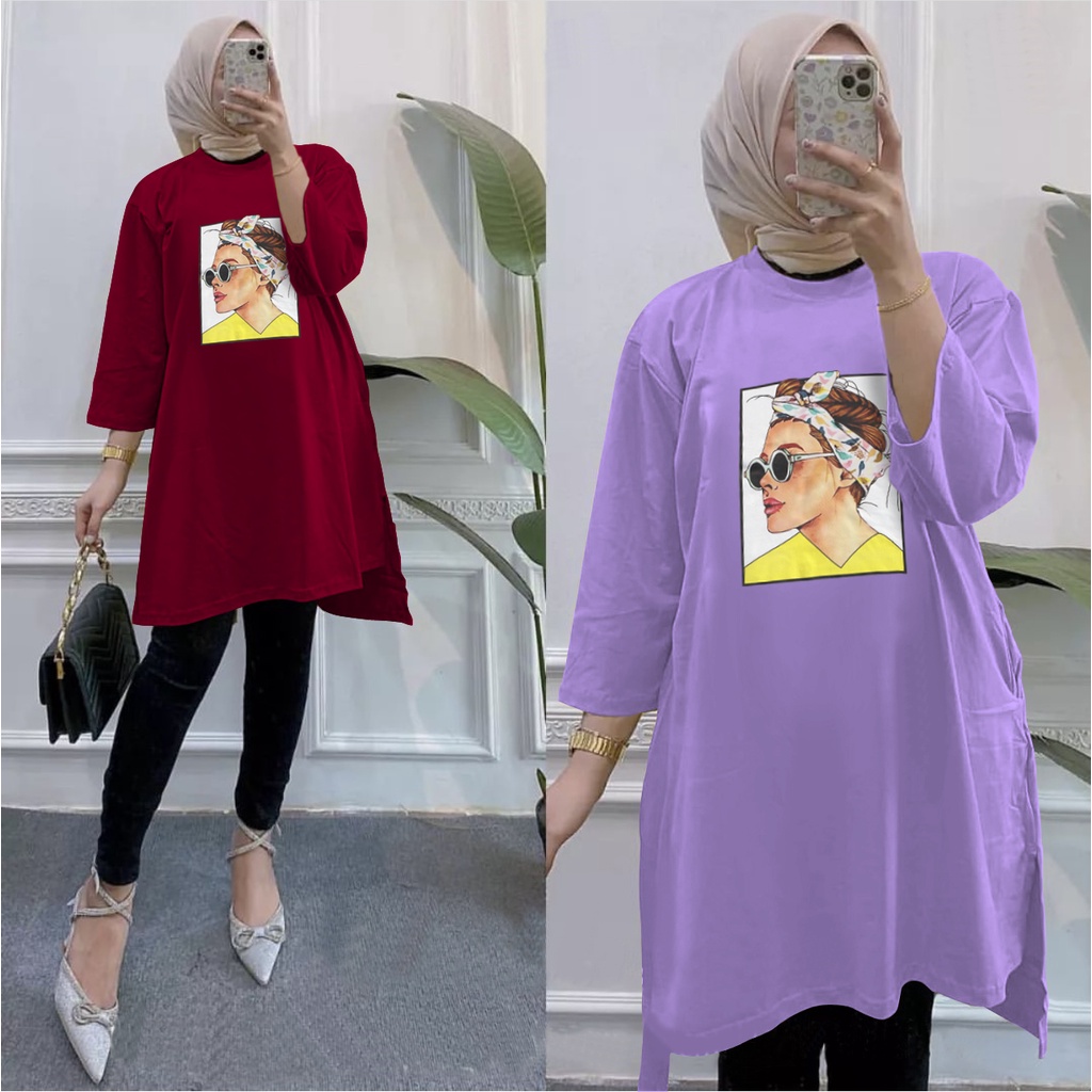 GR TUNIK OVERSIZE BASIC KAOS JUMBO GAMBAR PRINT DTF LEMBUT (BUKAN SABLON) TUNIK BABYTERRY SR02