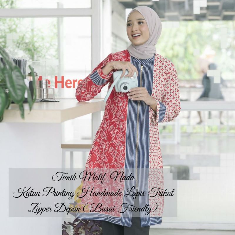 Batik Prabuseno Tunik Motif Nada Premium Batik Wanita Kekinian Busui Friendly 2 In 1 (tunik/Outer)