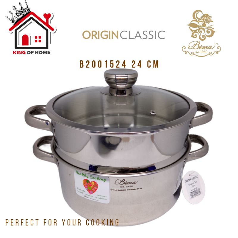 BIMA PANCI STEAMER SET 24CM ORIGIN CLASSIC TEMPERED GLASS LID B2001524