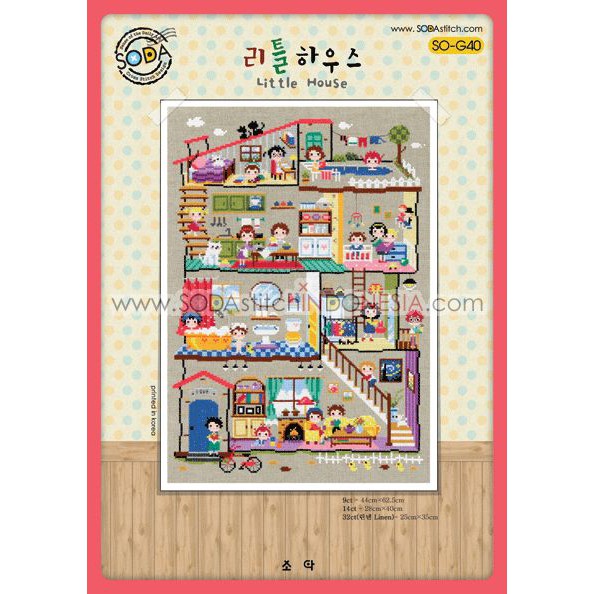 Paket DIY Craft Sulam Kristik Strimin Cross Stitch Sodastitch SO-G40 - Little House Home Sampler