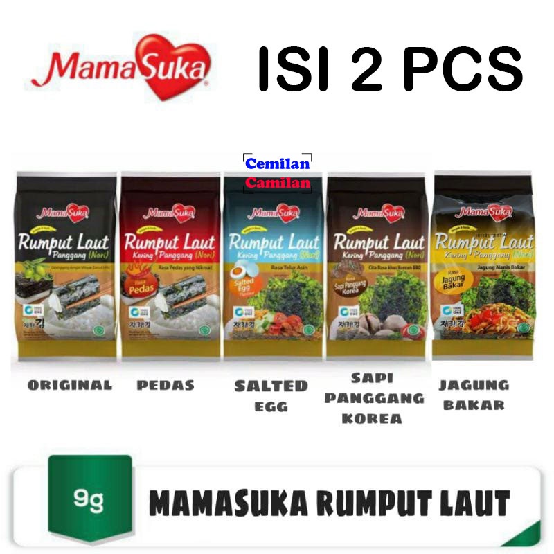 

Mamasuka Rumput Laut 4.5gr x 2 all variant | rasa original, BBQ, Pedas, Salted Egg, Jagung Bakar | camilan enak gurih