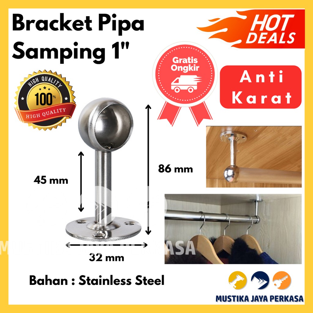 Bracket Pipa Gantung Samping Model Sendok 1 inch twin