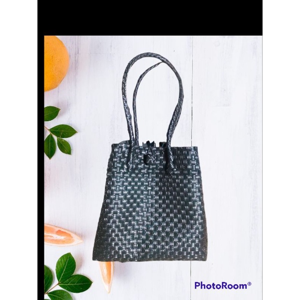 Tas Anyaman Plastik Original Jali Pastel Hitam / Tas Wanita / Tas Kuliah / Size M 28 x 14 x 26 cm