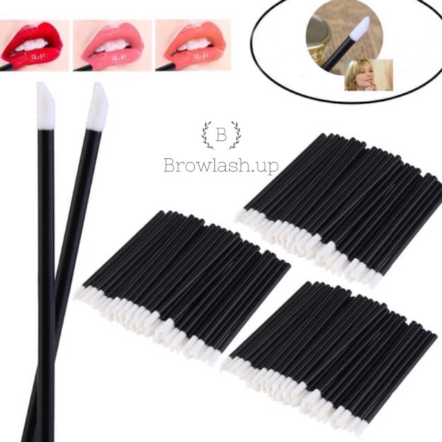 6pcs disposable lip brush tint / kuas makeup bibir sekali pakai