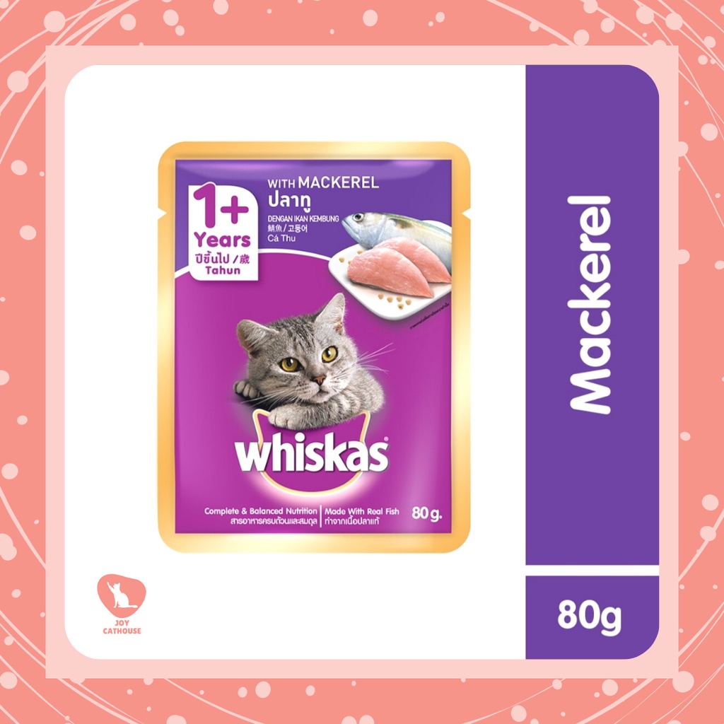 WHISKAS Makanan Kucing Basah Pouch Adult Starter Pack rasa Mackerel 80gr