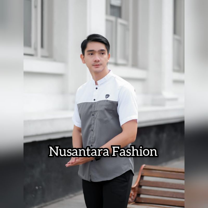 Baju Koko Dewasa Baju Koko Fashion Muslim 2022 SIZE ML XL XXL-Koko putih abu