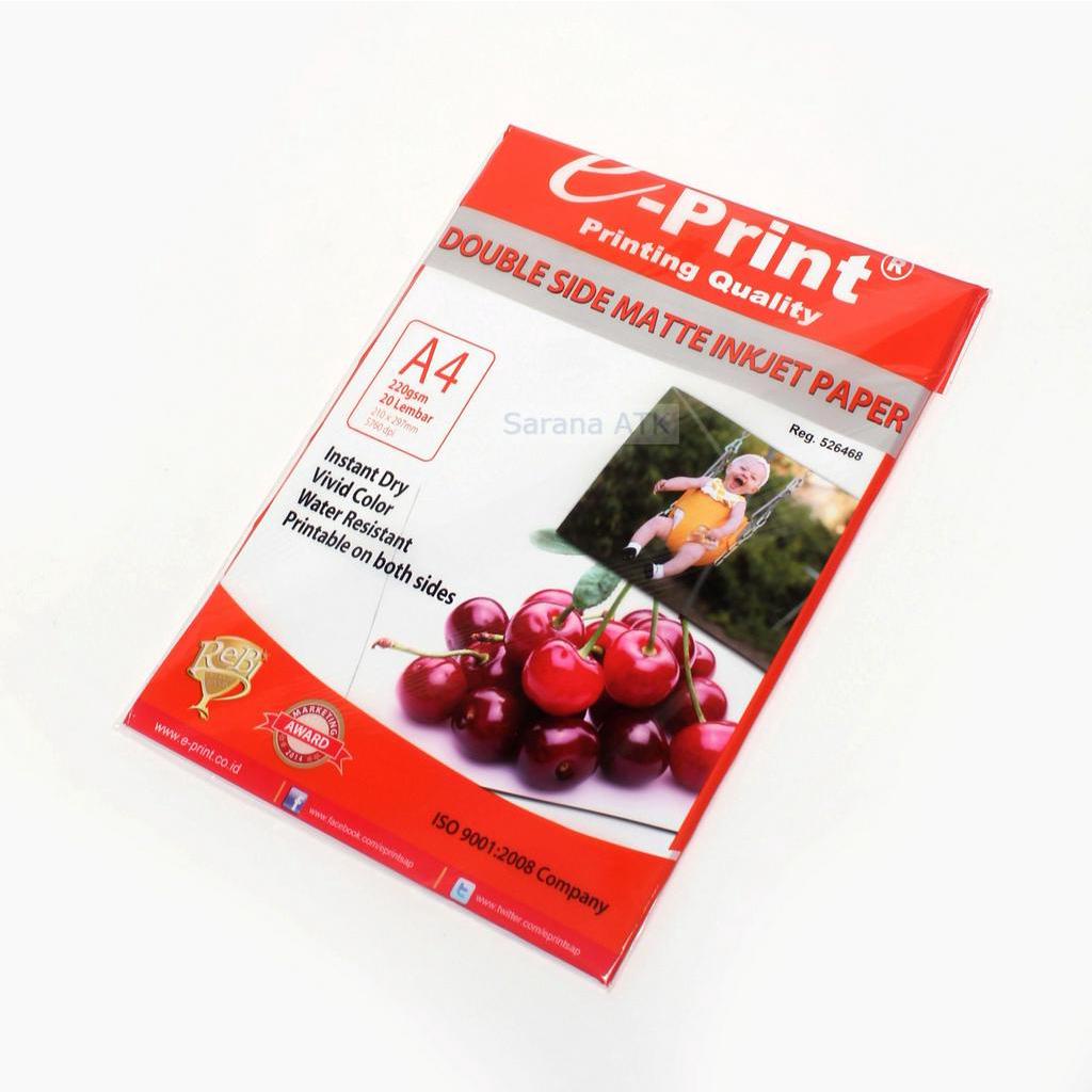 

EPRINT Photo Paper Double Side Matte Inkjet Paper A4 220gsm [BABY CHERRY] - [PERPACK]