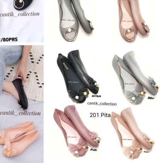 ♥ Sepatu Jelly Wanita Breslin Flat Shoes Ring & Pita 201 - Sepatu Karet Jelly Wanita Flat Shoes 201-