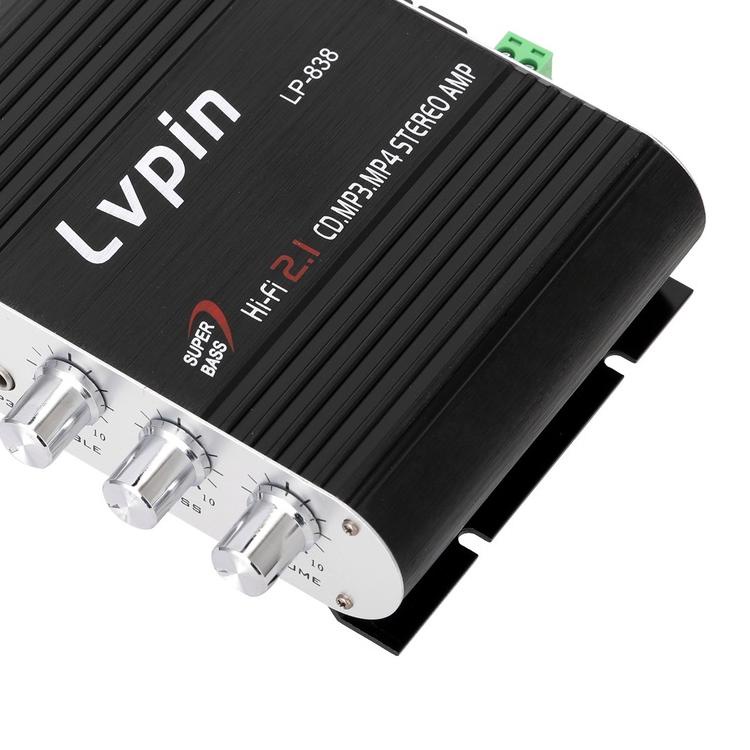❁ LVPIN LEPY Mini Hifi 2.1 Stereo Ampli Mobil Amplifier Treble Bass Booster 12V LP-838 ✽