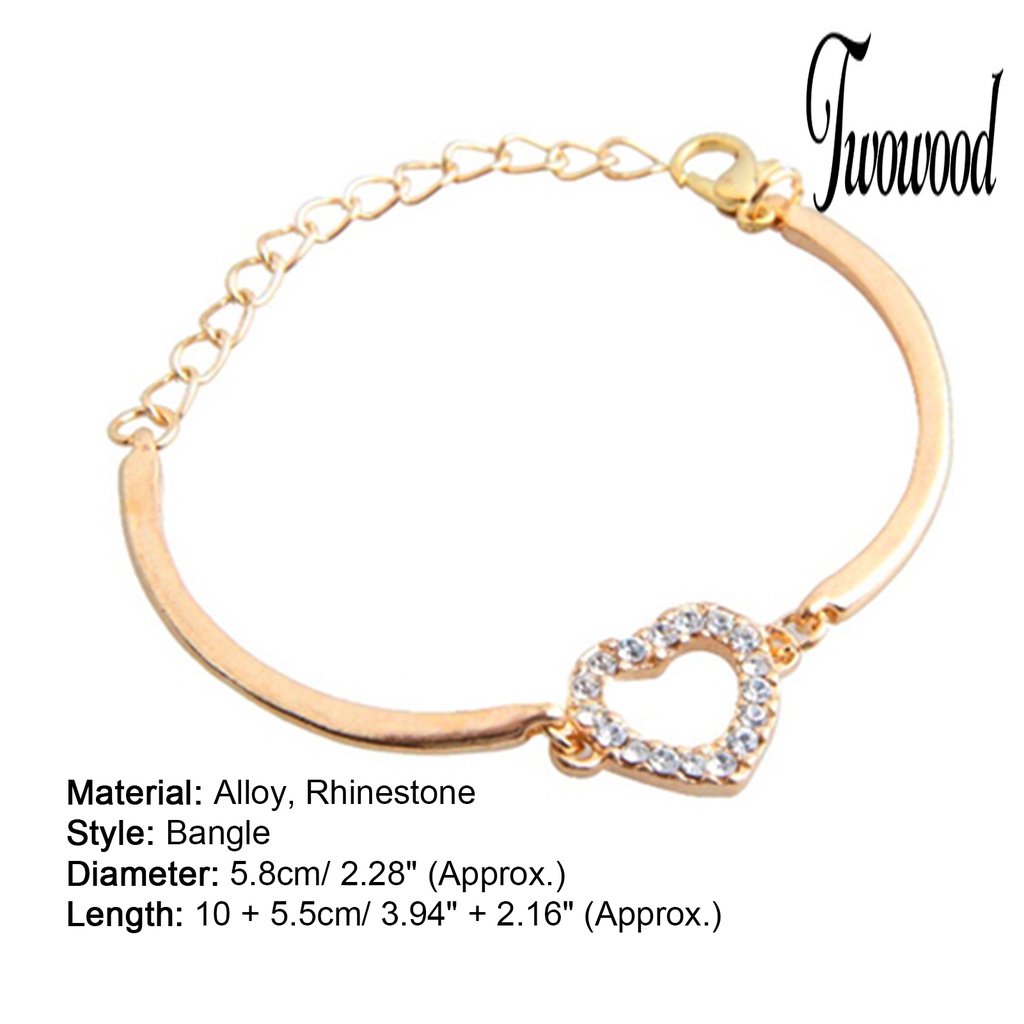 Gelang Rantai Adjustable Bahan Alloy Warna Emas Aksen Kristal Berlian Imitasi Untuk Wanita