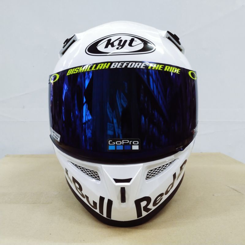 Kyt K2 RIDER- Modif paket Ganteng Redbull Helm full face Solid white double visor/helm dua kaca original-3