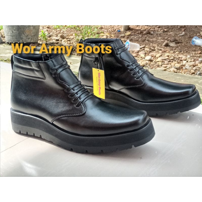 Sepatu Pdh model P2021  Tebal bgt 3-5 cm harga promo Size 38-46 PDH POLRI DISHUB SECURITY  by Wor Army Boots