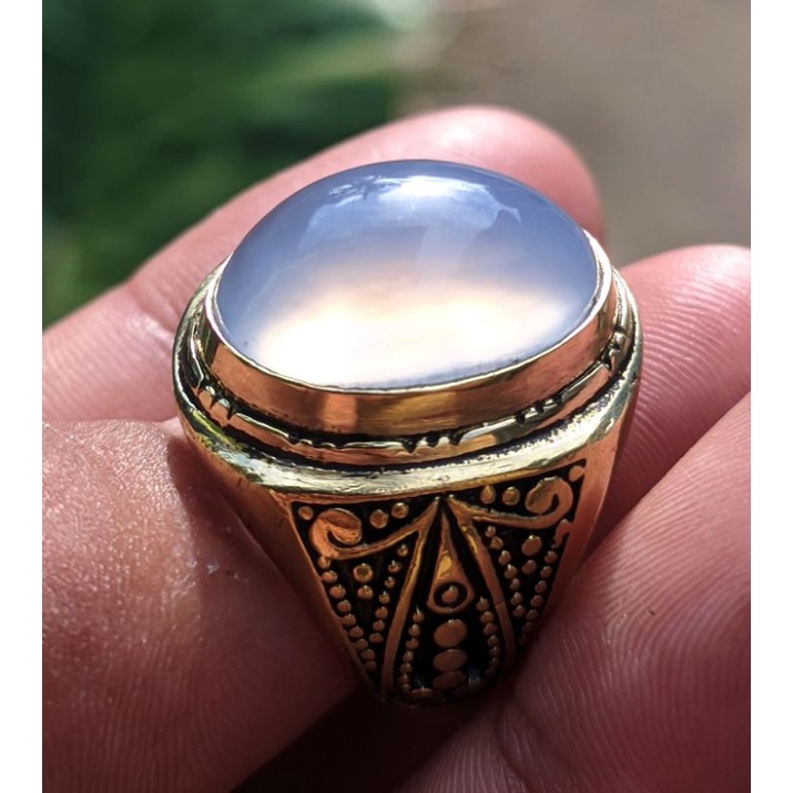 Cincin Batu akik BIRU LANGIT SPIRTUS BATURAJA Asli batu bukn sintetis bukn Dyed garut safir bacan