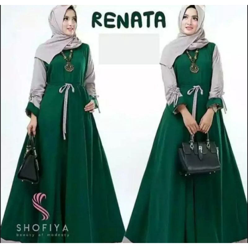 GAMIS RENATA/ GAMIS MOSCREPE WARNA KOMBINASI/ GAMIS WANITA MODEL DAN MOTIF TERBARU