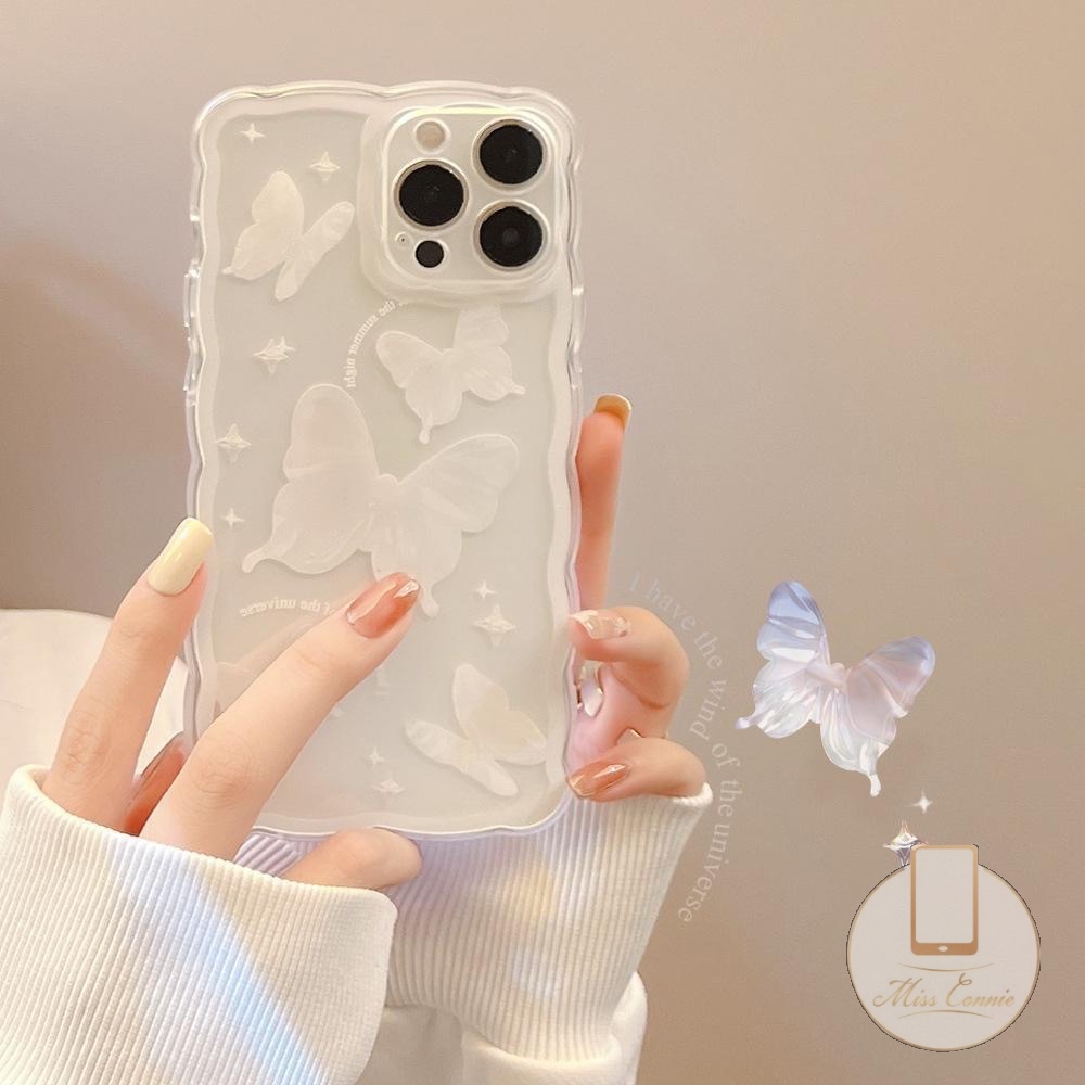 Soft Case Tpu Transparan Motif Bunga Butterfly Untuk iPhone 11 7Plus 8Plus XR X XS Max 12 13 11 Pro Max 6 6S Plus 7 8 SE 2020