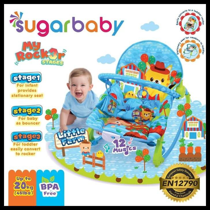 flash sale   bouncer bayi sugar baby my rocker 3 stages baby bouncer little farm   bubble satu x