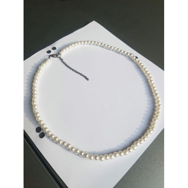 Kalung Mutiara Tali Bahan Kawat /Pearl Necklace @_dreambigdreams