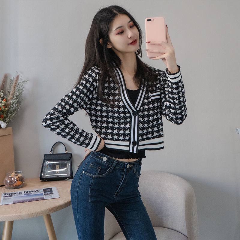 [LuvHanger] Cardigan Korea / Cardigan Wanita Import Lengan Panjang Motif Kancing Kotak-Kotak Hitam P