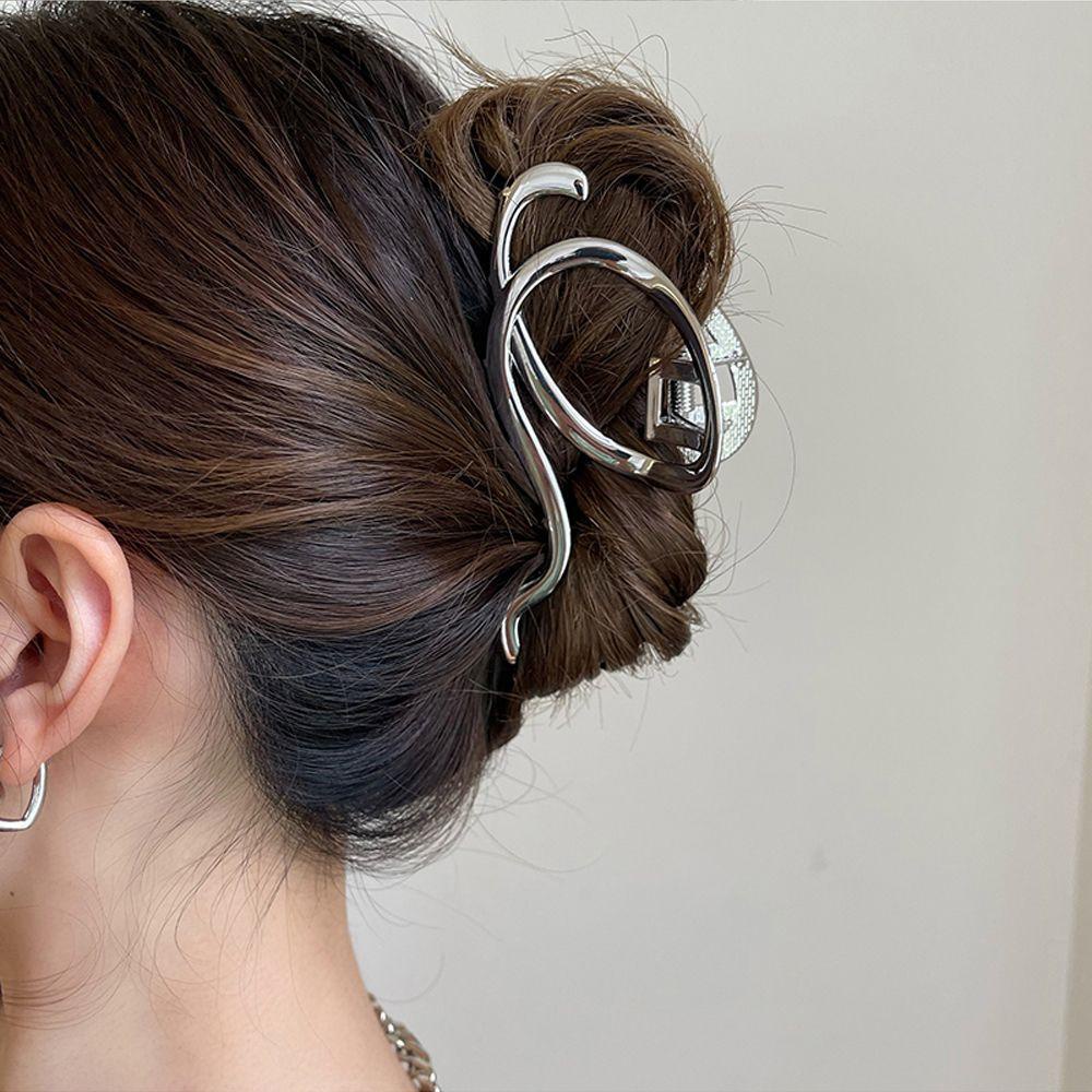 NEEDWAY Wanita Cakar Rambut Untuk Gadis Vintage Rambut Jepit Silang Temperamen Geometrik Ponytail Holder