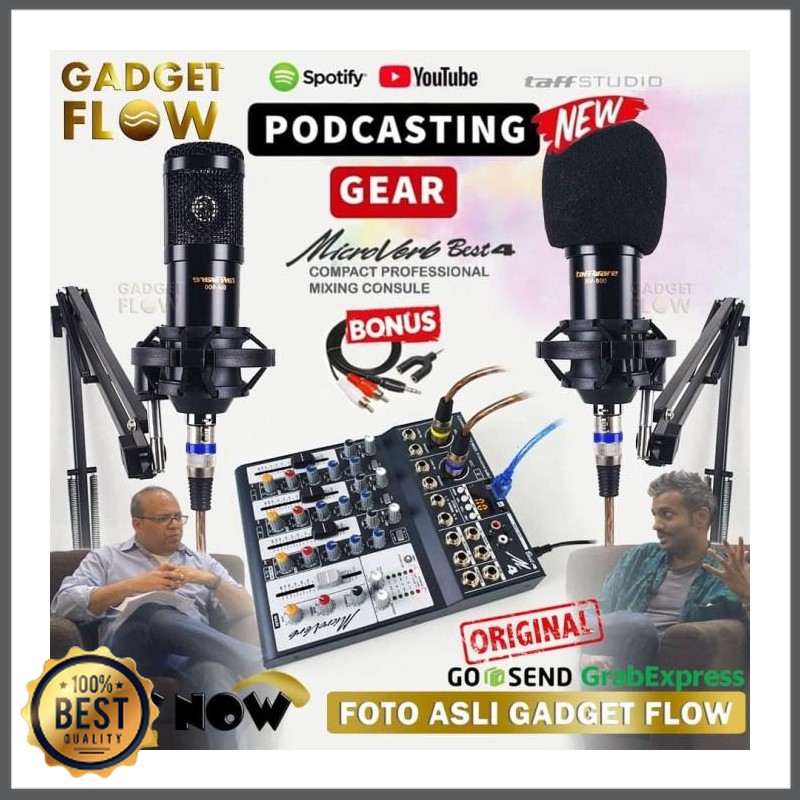 Mishad Shop -  PAKET PODCAST Mic Microphone BM800 BM 800 Mixer Microverb 4 Channel GU-5117-2537