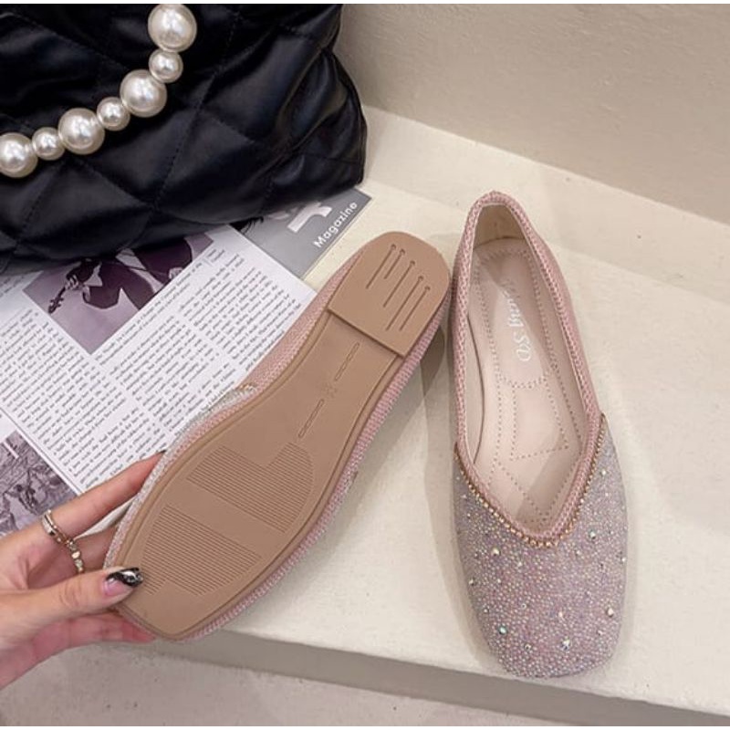 [NEW] KANOSUE FLAT SHOES SWAROVSKI KS2098 IQ #Realstock