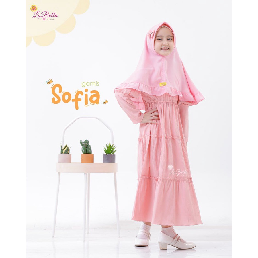 SFA 11 Baju Muslim Gamis Anak Labella Sofia Rose Pink