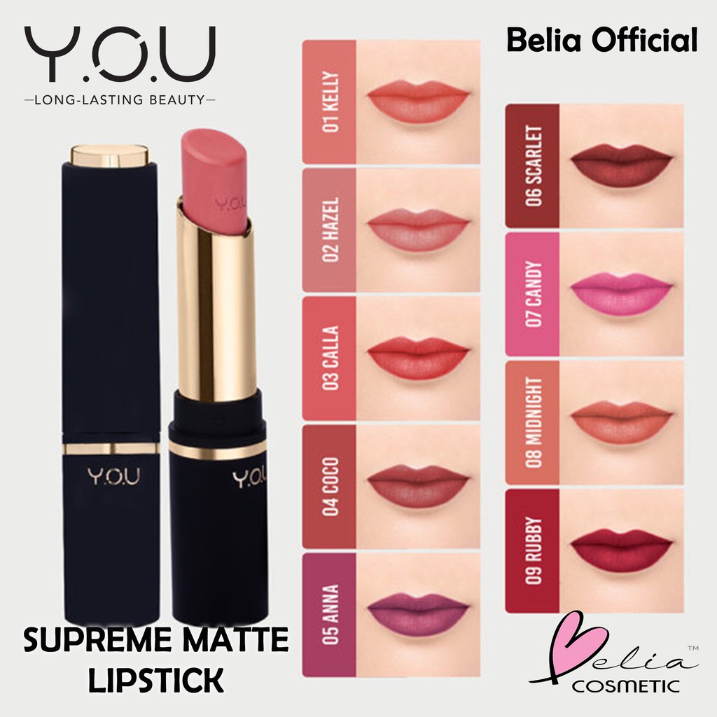 VINLA YOU Supreme Matte Lipstick | Lip Color Rich Pigmented Basic Collection Y.O.U Makeups BPOM