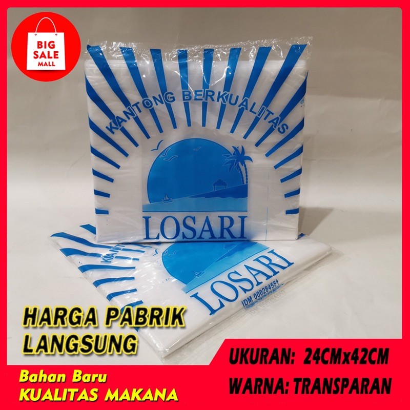 Kantong Plastik Bening Ukuran 16X34/24x42/28x48/35x58cm Plastik Kresek Bening Ekonomis Food Grade Aman Dipakai Grosir