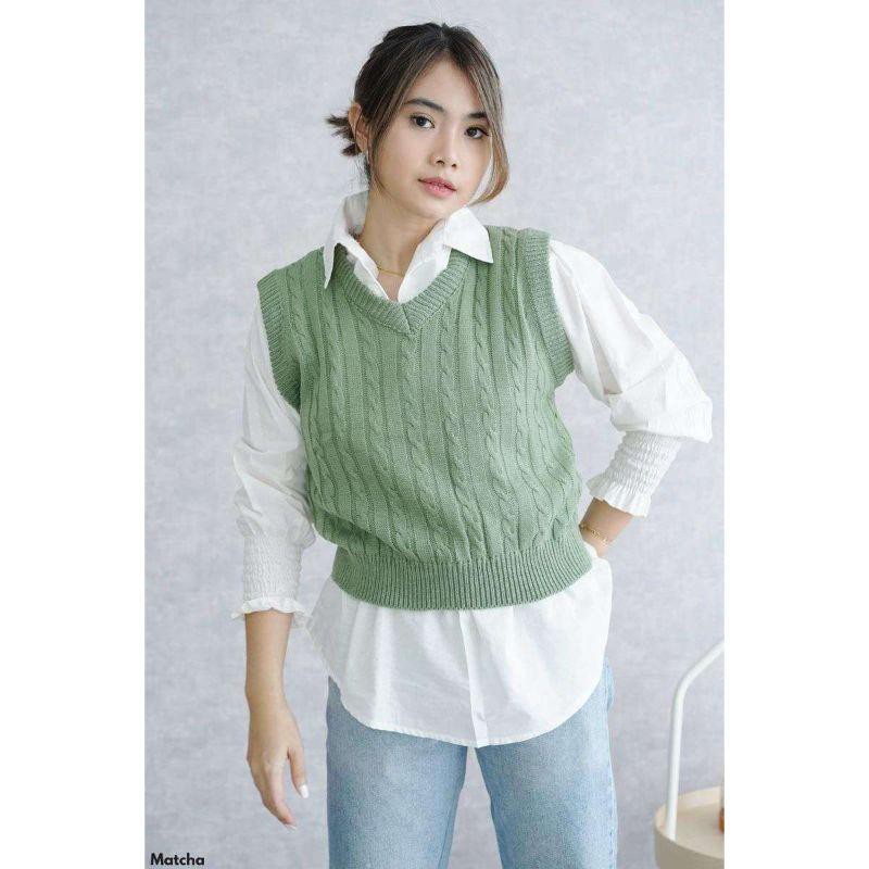 CABLE VEST KNIT- CABLE VEST ROMPI RAJUT WANITA