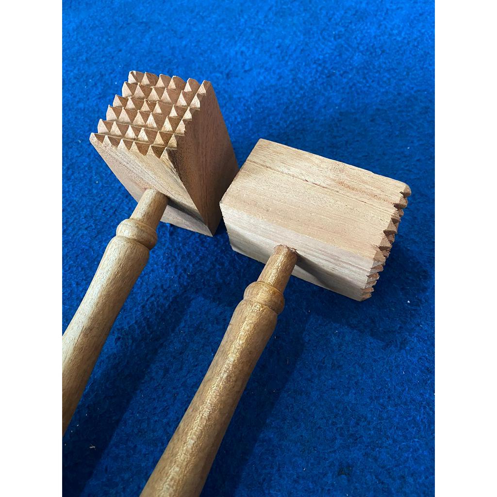 PALU DAGING KAYU KOTAK / ALAT PELUNAK DAGING KAYU KOTAK / GEPUK DAGING KAYU KOTAK / MEAT TENDERIZER 