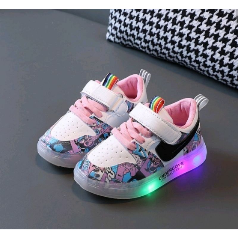 (COD)Neyla_Felicia Sepatu Anak UNCRO LED import/Sepatu Anak laki-laki &amp; perempuan/sepatu Casual/Sepatu santai usia 1-5 th