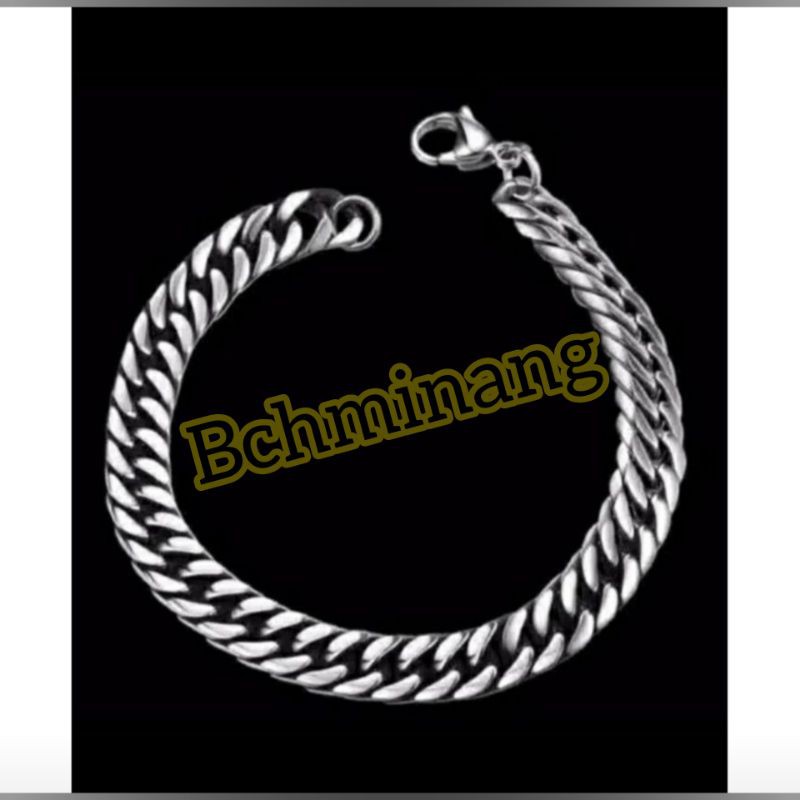 PROMO gelang rantai Titanium Fashion pria/wanita terlaris anti karat tidak luntur lapis emas putih