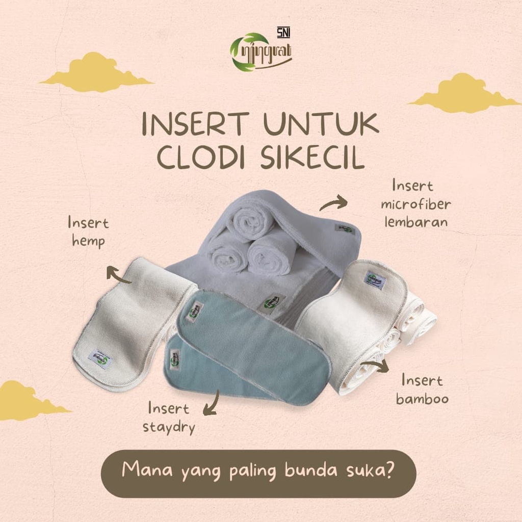 Insert Clodi Stay Dry Bamboo Microfiber Hemp Liner Pocket Ningrat Aksessoris Cloth Diapers Popok Kain