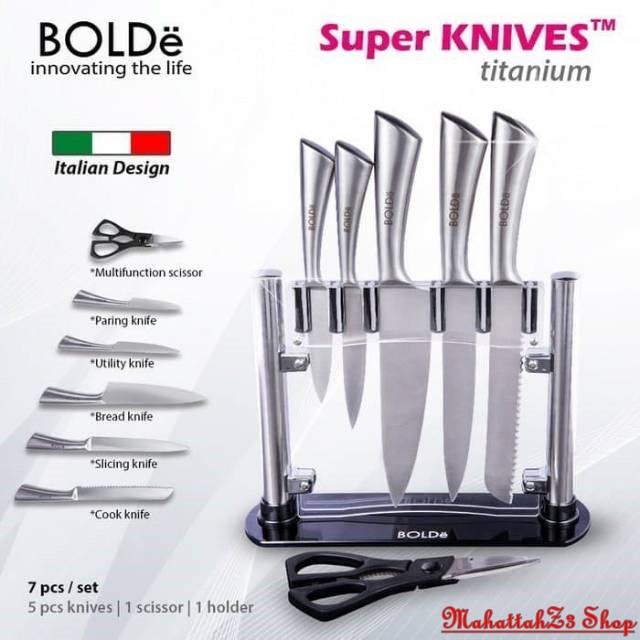 BOLDE PISAU SET TITANIUM STAINLESS/ PISAU DAPUR/PISAU DAPUR SET/ PISAU SERBAGUNA/ PISAU STAINLESS