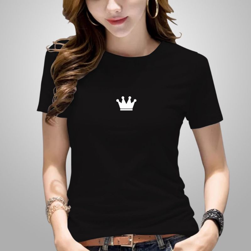 Kaos Wanita CROWN Baju Wanita Cotton Combed Kaos Oblong Wanita