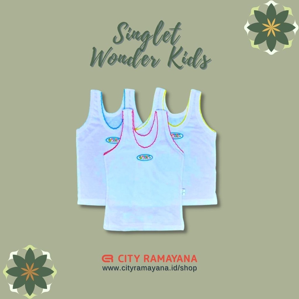 6PCS Kaos Dalam WONDER KIDS - Singlet Bayi Katun - Kaos Kutang Neci .